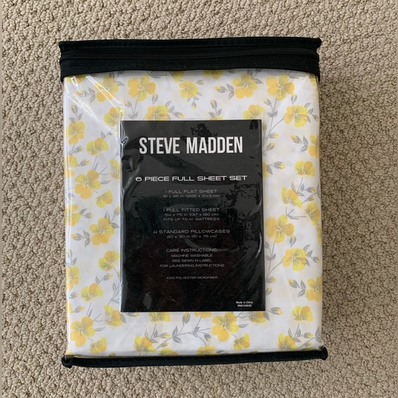 🆕 Steve Madden 6pc yellow floral full bed sheet set - Picture 2 of 2